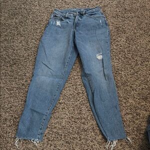 Old Navy Curvey O.G. Straight Women's Blue Distressed Jeans